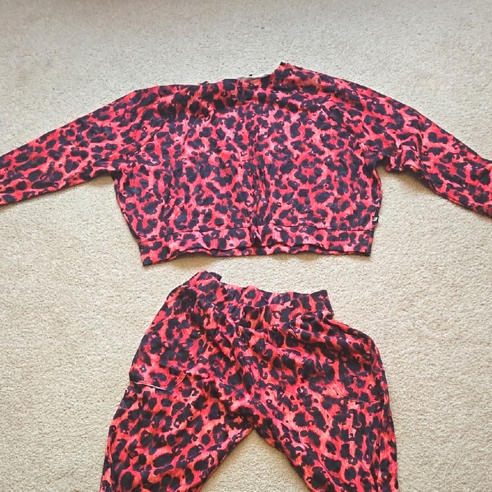 Terez Red and Black Leopard Print Set